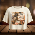 Strong in Faith Rooted in Grace Christian Crop Top | Aesthetic Western Vintage Cross Shirt | Religious Faith Tee for Women